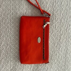 Coach Tangerine Leather Wristlet Clutch